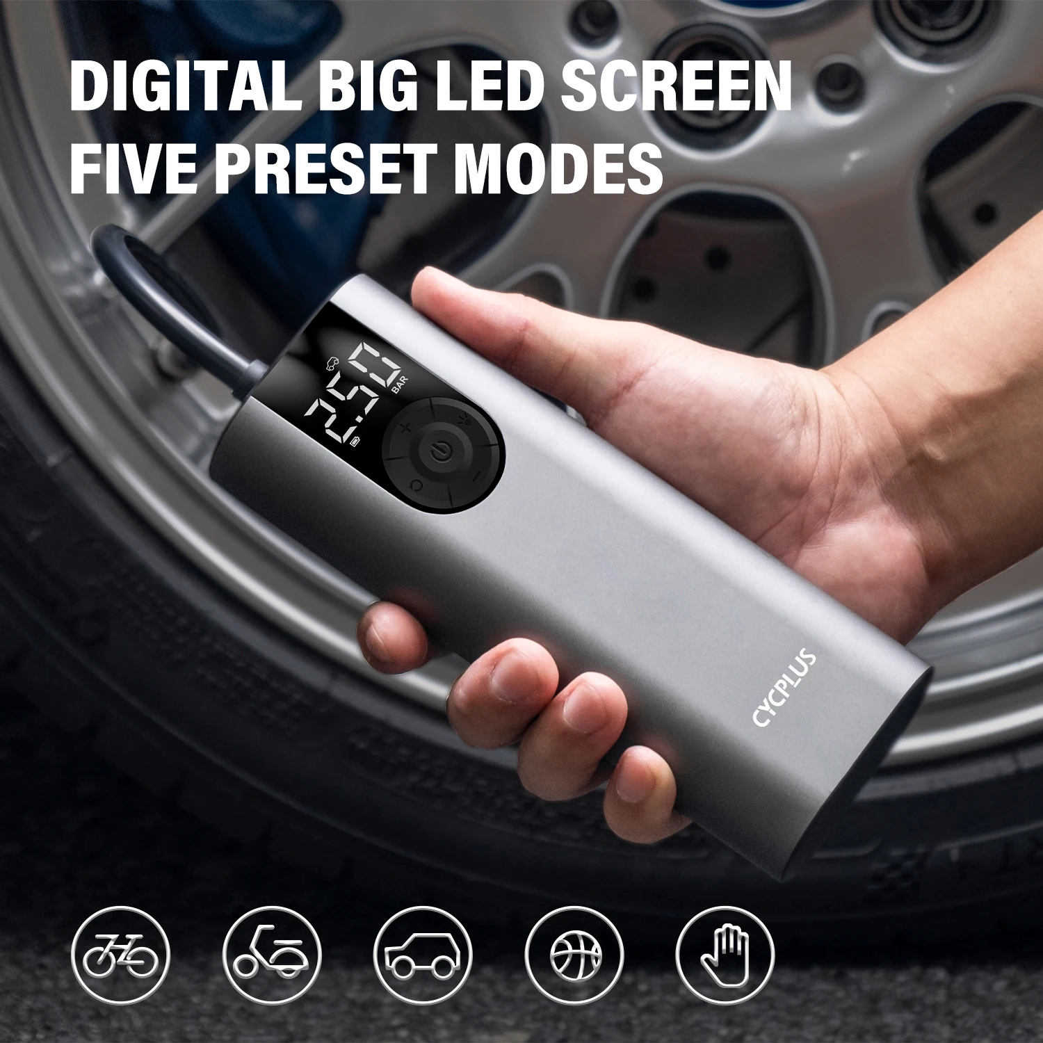 Портативный воздушный насос CYCPLUS электрический велосипедный высокого давления