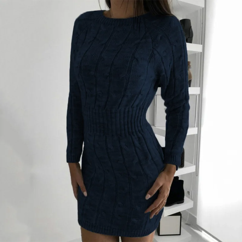 Women's Dress Warm Sweater Mini Dress Long Knit Pullovers Solid Color Bodycon New Arrival Ladies Dress
Women's Dress Warm Sweater Mini Dress Long Knit Pullovers Solid Color Bodycon New Arrival Ladies Dress