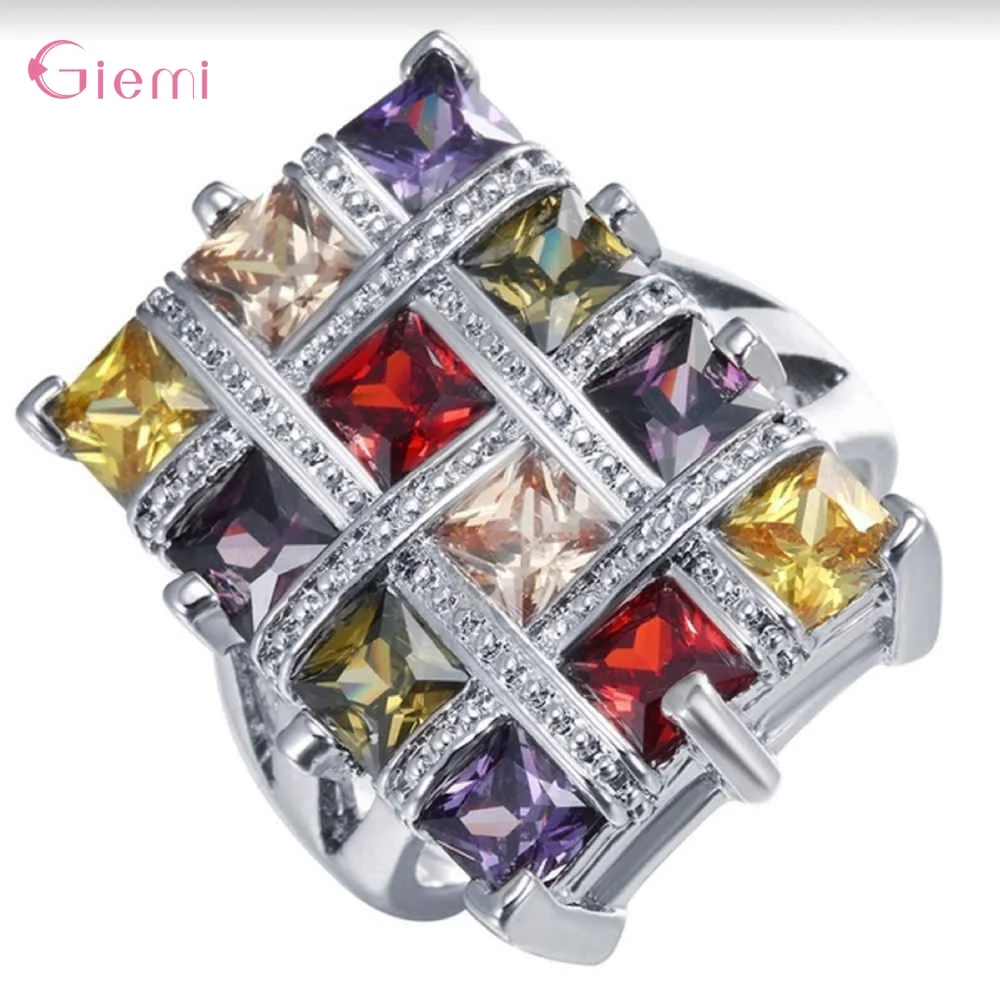 Luxury 925 Sterling Silver Colorful Square Cut Shining AAA Zircon Ring with Large CZ Stones Ring for Women Fashion Jewelry Rings
Luxury 925 Sterling Silver Colorful Square Cut Shining AAA Zircon Ring with Large CZ Stones Ring for Women Fashion Jewelry Rings