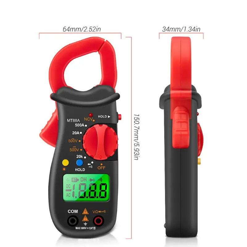 1999 Digital Multimeter Clamp Meter 500A Current Voltage NCV Test with backlight R9JF
1999 Digital Multimeter Clamp Meter 500A Current Voltage NCV Test with backlight R9JF