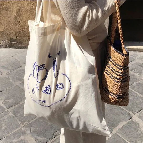 Women Simple Canvas Shopper Bag Thin Cotton Shoulder Tote Bag Casual Printed Shoulder Bag Eco Shopping Bag Korean Ins Handbag
Women Simple Canvas Shopper Bag Thin Cotton Shoulder Tote Bag Casual Printed Shoulder Bag Eco Shopping Bag Korean Ins Handbag