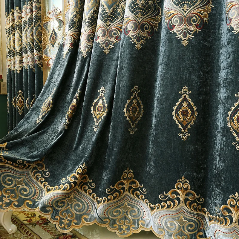 Chenille Fabric Curtains for Living Dining Room Bedroom European-style Embroidery Curtains Tulle Finished Product Customization
Chenille Fabric Curtains for Living Dining Room Bedroom European-style Embroidery Curtains Tulle Finished Product Customization