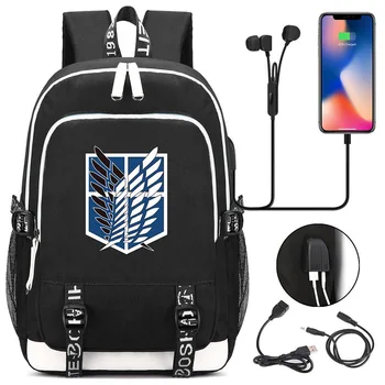 Anime Backpack Attack on Titan Backpack Bag Canvas Rucksack USB Fashion Port Headphone Anime Book Bag Laptop mochila feminina
Anime Backpack Attack on Titan Backpack Bag Canvas Rucksack USB Fashion Port Headphone Anime Book Bag Laptop mochila feminina
