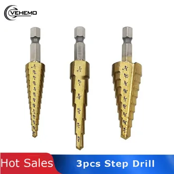 Vehemo 3pcs Step Drill Bit Unibit Titanium HSS Industrial Reamer Hexagon Coated Kit Set 2017 New High Quality Car Accessories
Vehemo 3pcs Step Drill Bit Unibit Titanium HSS Industrial Reamer Hexagon Coated Kit Set 2017 New High Quality Car Accessories