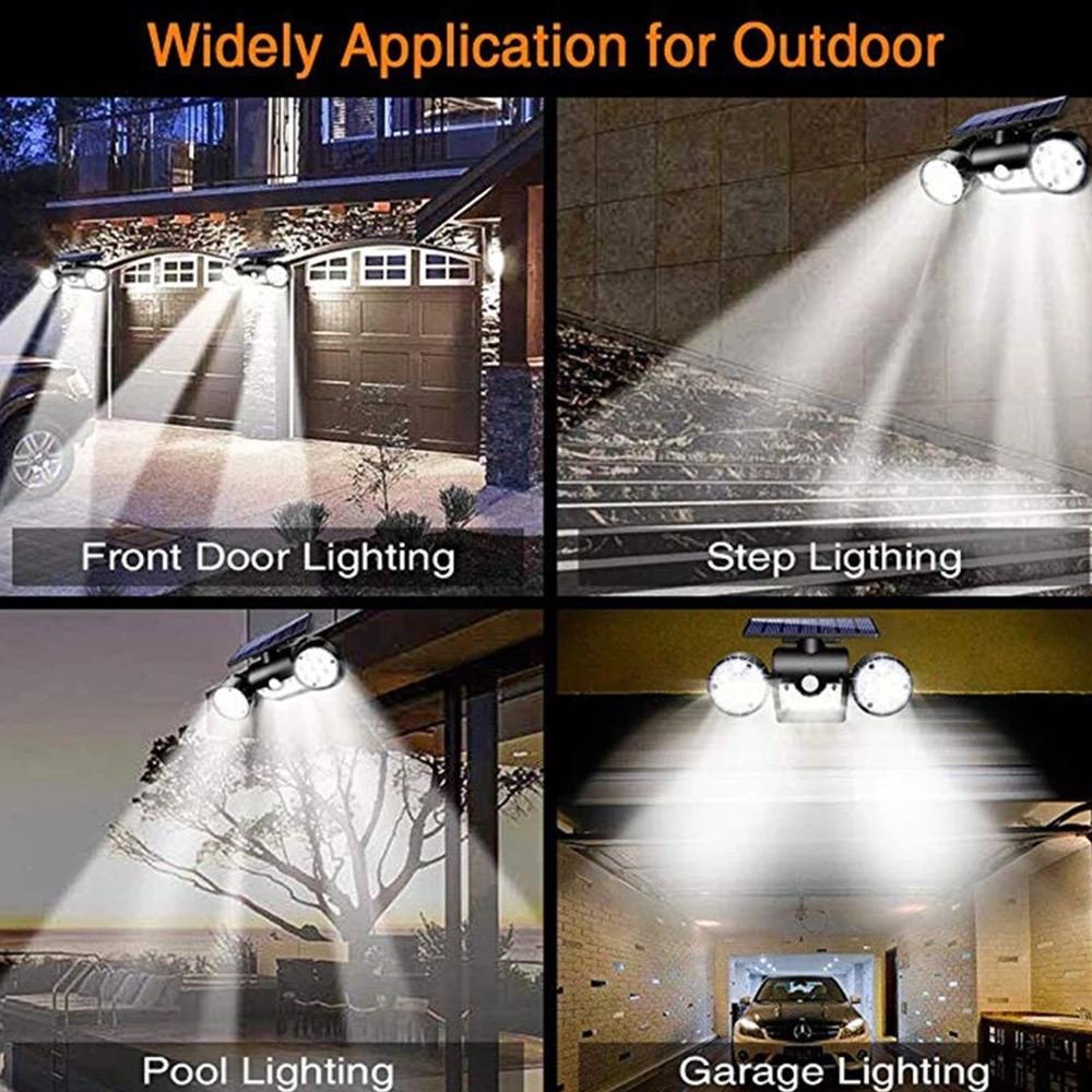 Solar Lights Solar Powered Wall Lights with Dual Head Spotlights 360-Degree Solar Motion Security Night Lights for Yard Garden Solar Lights Solar Powered Wall Lights with Dual Head Spotlights 360-Degree Solar Motion Security Night Lights for Yard Garden