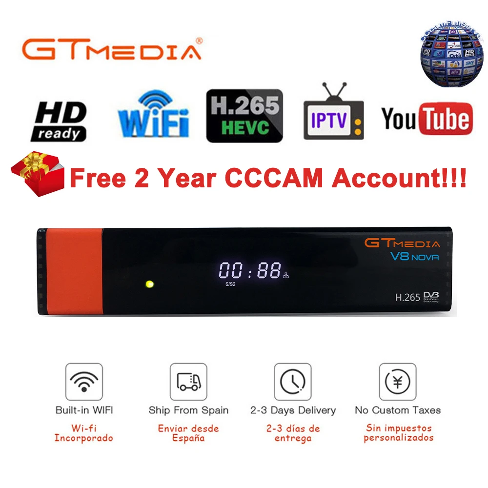 DVB-S2 Freesat V8 Super Receptor gtmedia V8 nova Decoder DVB-S2 freesat Europe Cline for 1 Year Spain H.265 V8 Honor Receiver
DVB-S2 Freesat V8 Super Receptor gtmedia V8 nova Decoder DVB-S2 freesat Europe Cline for 1 Year Spain H.265 V8 Honor Receiver