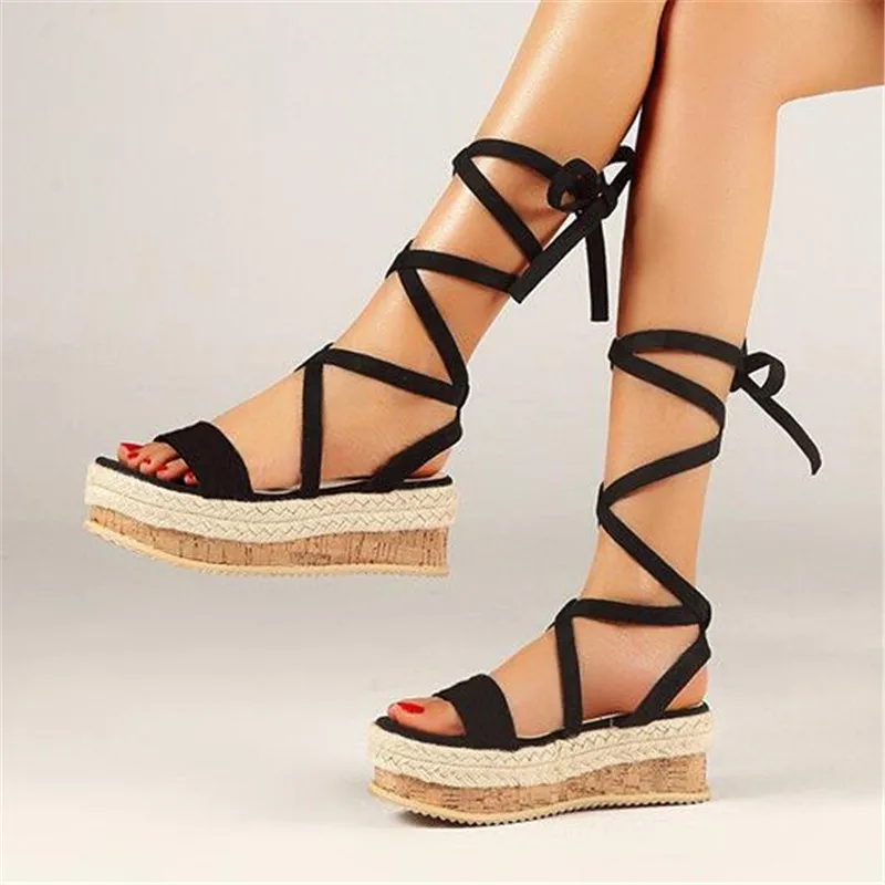 Rome Style Summer Platform Wedge Med heel Sandals Sexy Cross Strap Mid-calf Gladiator Sandals Women Lace-Up Casual Beach Shoes
Rome Style Summer Platform Wedge Med heel Sandals Sexy Cross Strap Mid-calf Gladiator Sandals Women Lace-Up Casual Beach Shoes