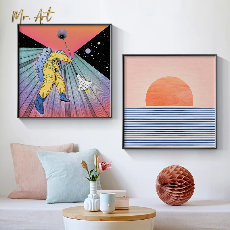 Nordic Cartoon Painting Poster Astronauts Connection In Space Canvas Painting Wall Picture for Kids Children Room Art Home Decor
Nordic Cartoon Painting Poster Astronauts Connection In Space Canvas Painting Wall Picture for Kids Children Room Art Home Decor