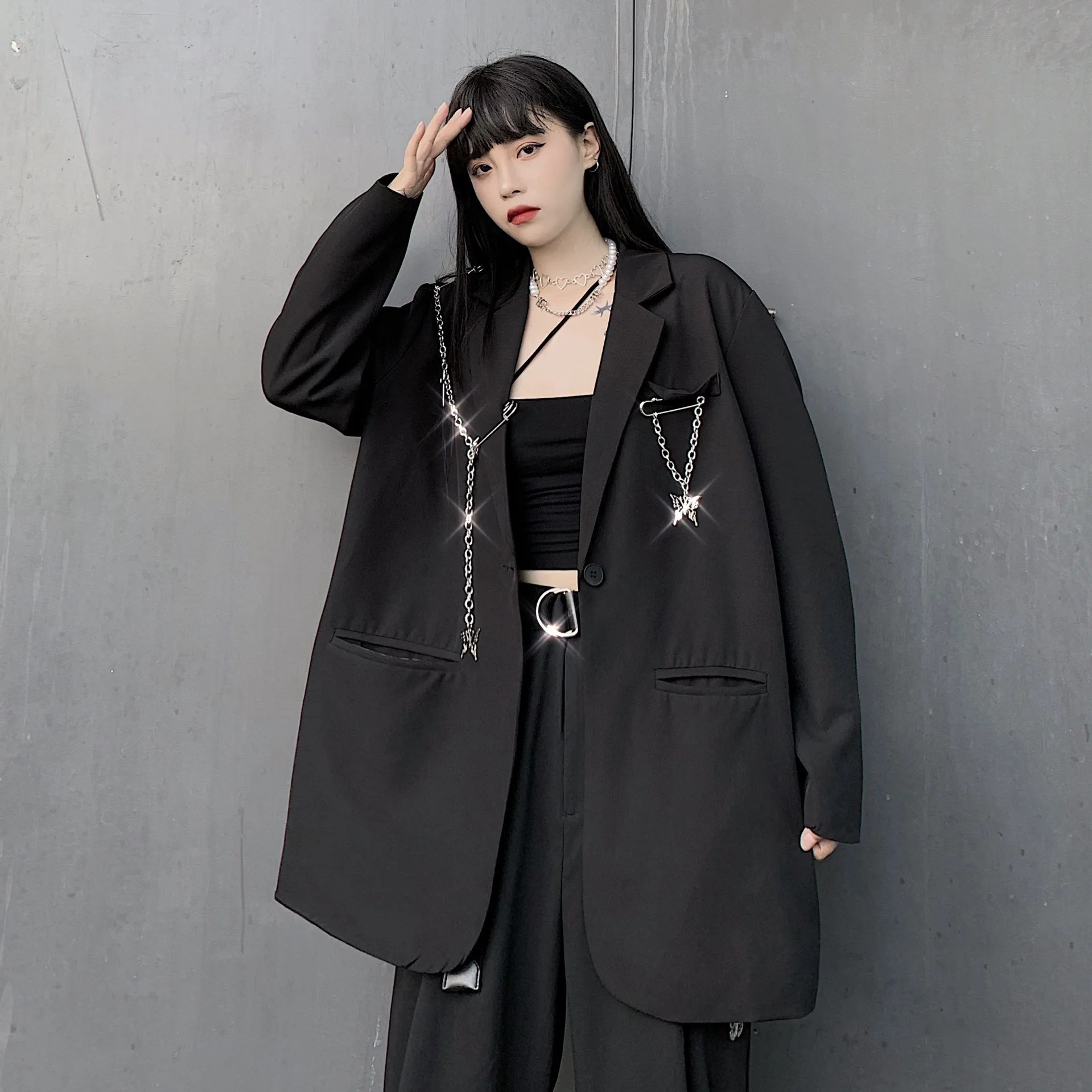 2020oversize Autumn Loose Versatile Harajuku Drape Long Sleeve Suit Jacket Black Top Fashion Paragraph Women's
2020oversize Autumn Loose Versatile Harajuku Drape Long Sleeve Suit Jacket Black Top Fashion Paragraph Women's