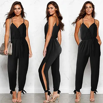 2019 Spring Sexy Deep V-Neck Backless Fashion Rompers Women Lace Up Drawstring Cotton Long Pant Summer Black Plus Size Jumpsuit
2019 Spring Sexy Deep V-Neck Backless Fashion Rompers Women Lace Up Drawstring Cotton Long Pant Summer Black Plus Size Jumpsuit