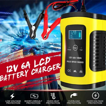 Full Automatic Car Battery Charger 110V To 220V To 12V 6A LCD Smart Fast for Auto Car Motorcycle Lead-Acid Batteries Charging
Full Automatic Car Battery Charger 110V To 220V To 12V 6A LCD Smart Fast for Auto Car Motorcycle Lead-Acid Batteries Charging