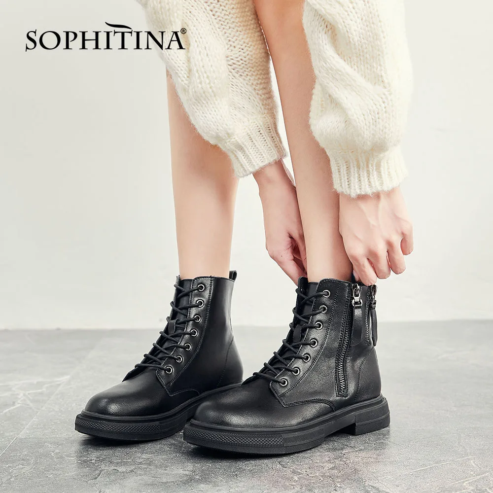 SOPHITINA Punky Style White Ankle Martin Boots Woman Zipper Genuine Leather Round Toe Flat Warm Short Boots Lady Shoe po845
SOPHITINA Punky Style White Ankle Martin Boots Woman Zipper Genuine Leather Round Toe Flat Warm Short Boots Lady Shoe po845