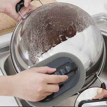 Creative Kitchen Cleaning Tools Strong Decontamination Sponge Brush with Handle Removing Rust Eraser Kitchen Accessories Gadgets
Creative Kitchen Cleaning Tools Strong Decontamination Sponge Brush with Handle Removing Rust Eraser Kitchen Accessories Gadgets