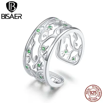 BISAER Ring 925 Sterling Silver Tree of Life Big Adjustable Green Zircon Finger Rings For Women Original Fine Jewelry GAR125
BISAER Ring 925 Sterling Silver Tree of Life Big Adjustable Green Zircon Finger Rings For Women Original Fine Jewelry GAR125