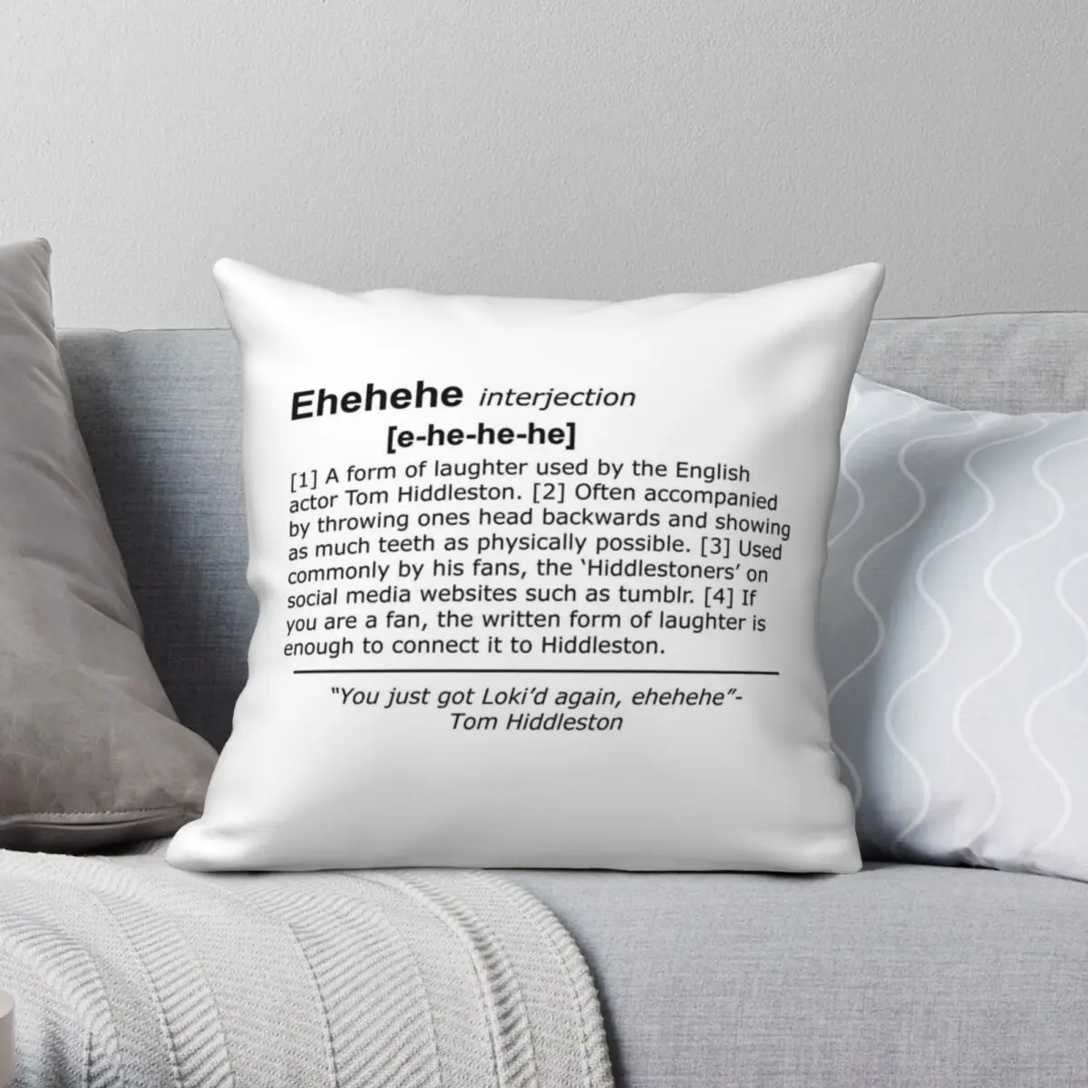 

Tom Hiddleston's Laugh Ehehehe Definition Square Pillowcase Polyester Linen Velvet Zip Decor Throw Pillow Case Room Cushion