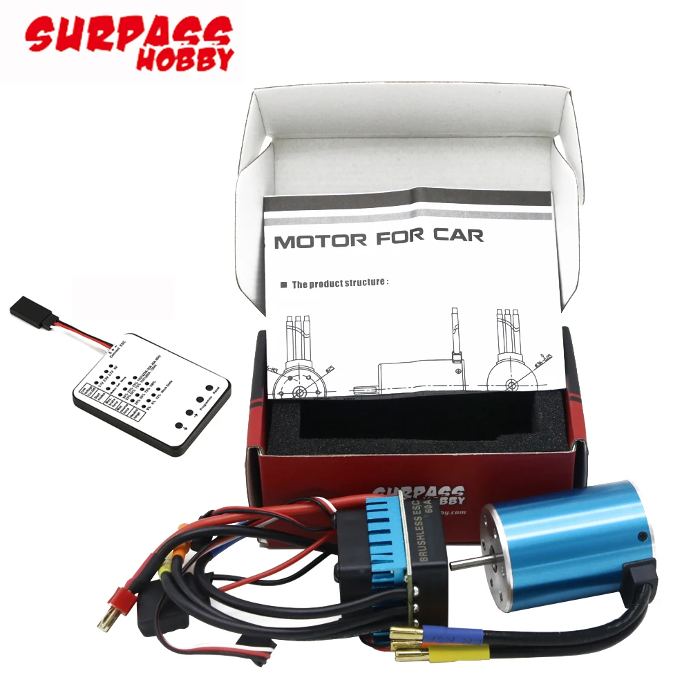 

Waterproof 3650 3100KV/3500KV/3900KV/3930KV/4300KV/5200KV 4-Poles Brushless Motor 60A ESC Program Card For 1/8 1/10 RC Car Boat