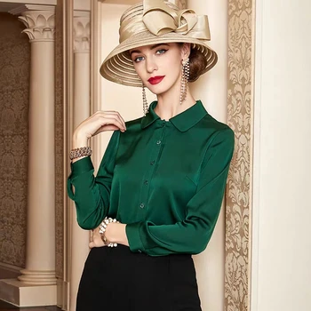 Plus Size Loose Spring Summer Autumn Winter Vintage Green Satin Blouse Shirt Work Wear England Preppy Style Basic Blouses Shirts
Plus Size Loose Spring Summer Autumn Winter Vintage Green Satin Blouse Shirt Work Wear England Preppy Style Basic Blouses Shirts