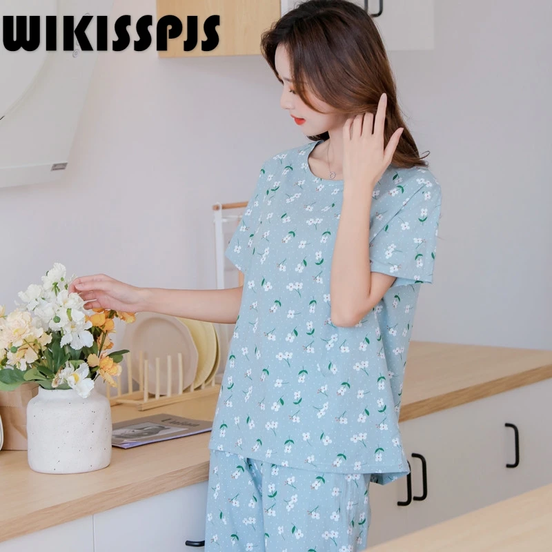 New Cotton Floral Pajamas for Women In Summer Simple, Thin and Short Sleeve Two Piece Suit Sleep Tops Sleepwear Lounge Wear
New Cotton Floral Pajamas for Women In Summer Simple, Thin and Short Sleeve Two Piece Suit Sleep Tops Sleepwear Lounge Wear