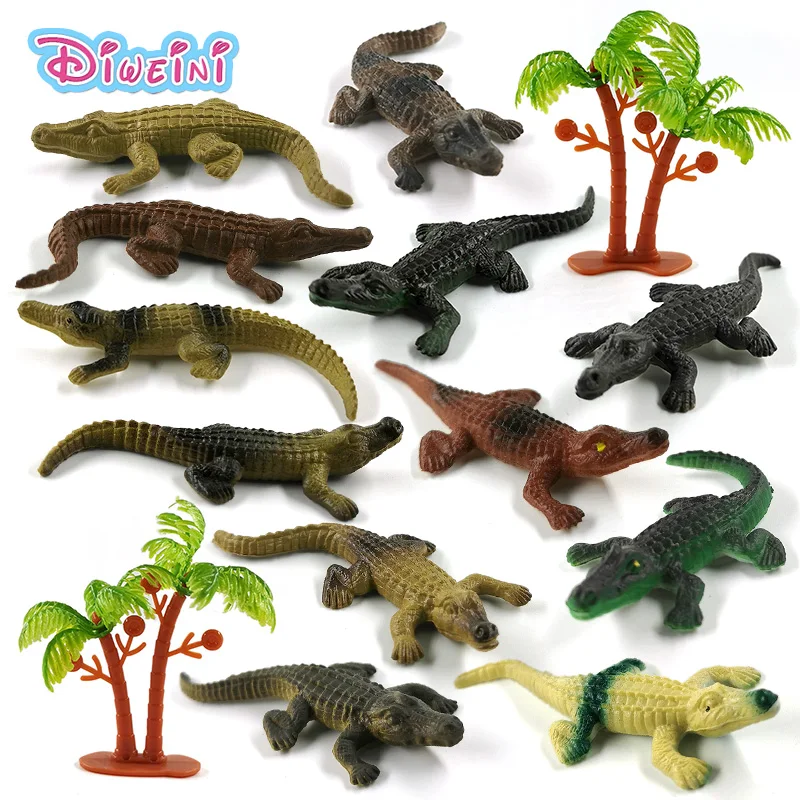 

12pc Simulation Small Crocodile Animal Model Lifelike Action Figure Diy Home Decor Educational Gift For Children Kid Hot Toy Set