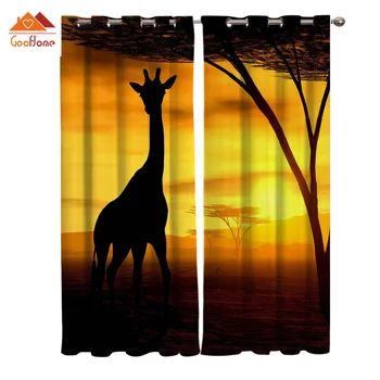 Giraffe Steppe Sky Sunset Twilight Sun Yellow Window Curtains Living Room Outdoor Fabric Drapes Curtain Home Decor 
Giraffe Steppe Sky Sunset Twilight Sun Yellow Window Curtains Living Room Outdoor Fabric Drapes Curtain Home Decor