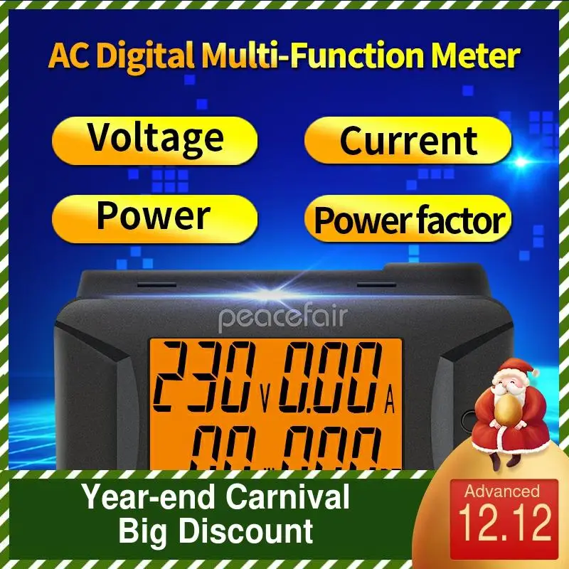 Peacefair AC Single Phase 40-400V 100A Digital Wattmeter Voltmeter Ammeter Electrical Instrument Power Factor Meter PZEM-028
Peacefair AC Single Phase 40-400V 100A Digital Wattmeter Voltmeter Ammeter Electrical Instrument Power Factor Meter PZEM-028