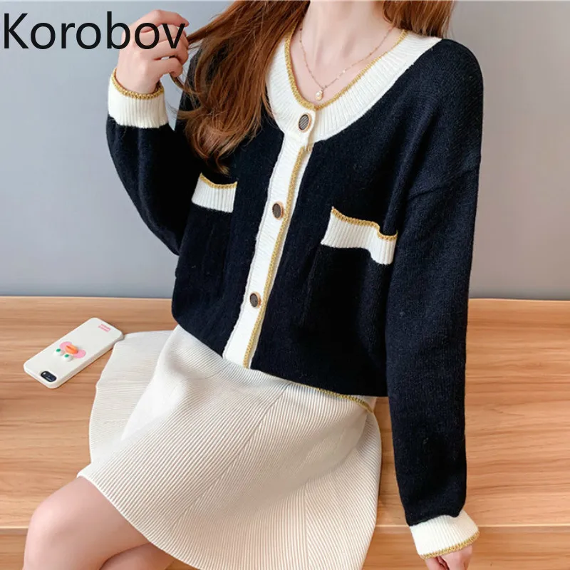 Korobov 2019 New Patchwork O Neck Single Breasted Women Sweater Korean OL Pockets Sueter Mujer Knit Sweaters Cardigans 78835
Korobov 2019 New Patchwork O Neck Single Breasted Women Sweater Korean OL Pockets Sueter Mujer Knit Sweaters Cardigans 78835