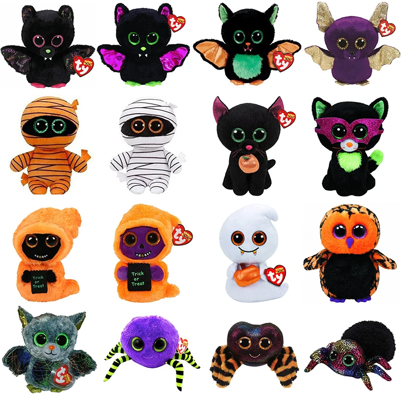 15 см Ty Beanie Хэллоуин серия с большими глазами летучая мышь для мам кошка