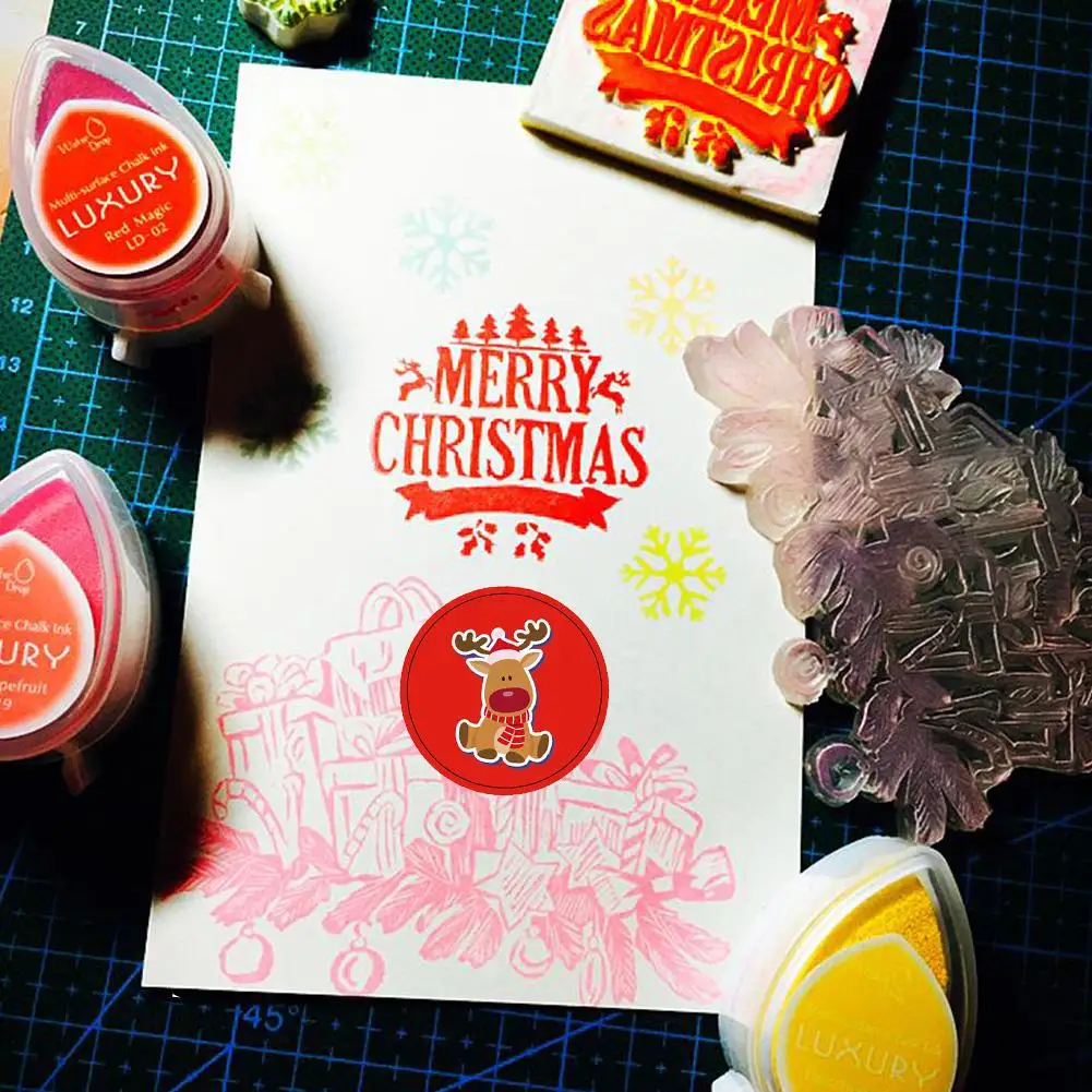 500pcs christmas round stickers roll diy gift tags snowman