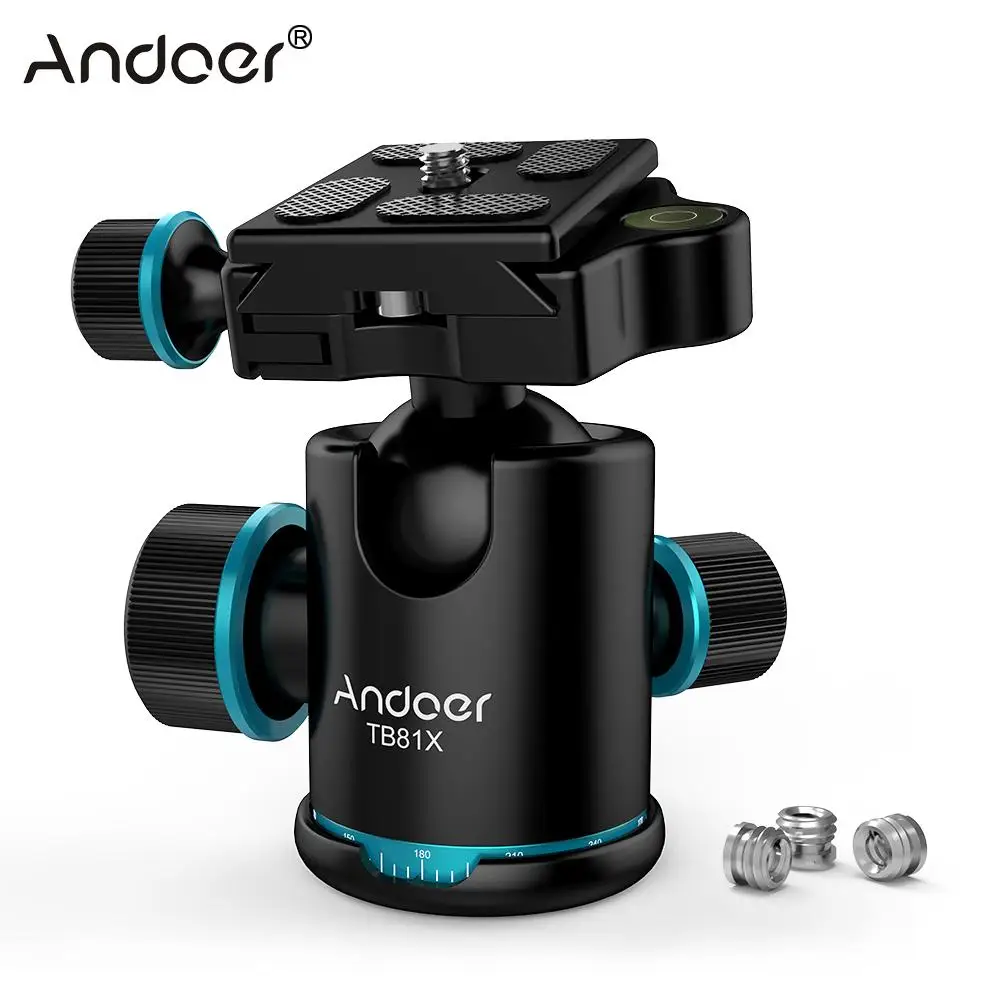 Andoer TB81X Tripod Ball Head 360 Degree Rotating Panoramic Ball Head for DSLR Camera Tripod Monopod Slider Ball Head
Andoer TB81X Tripod Ball Head 360 Degree Rotating Panoramic Ball Head for DSLR Camera Tripod Monopod Slider Ball Head
