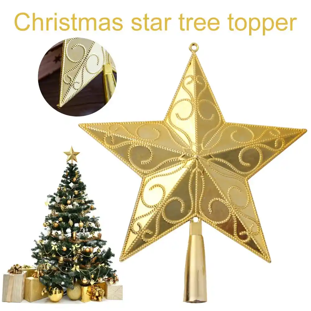15/20cm gold star christmas tree top star 3d five