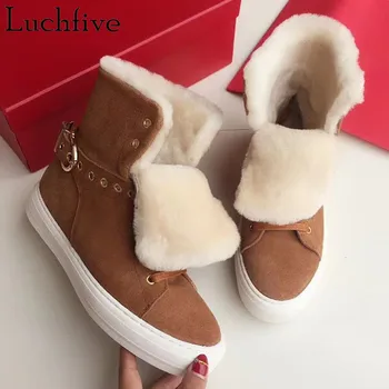 Buckle Strap Wool Boots Femme Round Toe Thick Bottom Shoes Woman Lace Up Brown Ladies Shoes Fashion Ankle Boots
Buckle Strap Wool Boots Femme Round Toe Thick Bottom Shoes Woman Lace Up Brown Ladies Shoes Fashion Ankle Boots