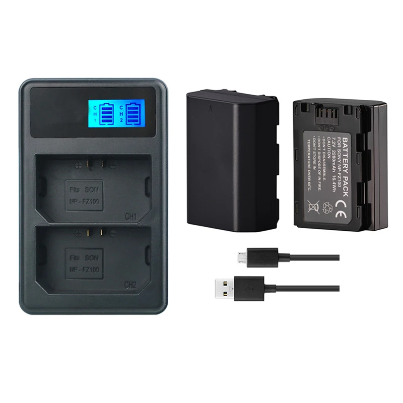 2Pc 2280mAh NP-FZ100 NPFZ100 NP FZ100 Battery + LED Dual USB Charger for Sony NP-FZ100, BC-QZ1, Sony a9, a7R III, a7 III, ILCE-9
2Pc 2280mAh NP-FZ100 NPFZ100 NP FZ100 Battery + LED Dual USB Charger for Sony NP-FZ100, BC-QZ1, Sony a9, a7R III, a7 III, ILCE-9