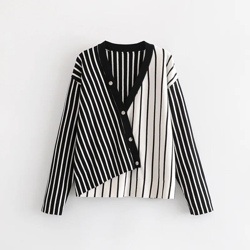 2020 cheap fashion Stylish new diagonal button stripe stitching sweater women V-Neck Cardigans Striped sweaters Single Breasted
2020 cheap fashion Stylish new diagonal button stripe stitching sweater women V-Neck Cardigans Striped sweaters Single Breasted