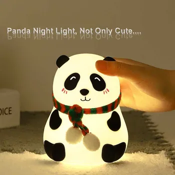RGB Cute Animal Panda Silicone Baby Night Light with Touch Sensor Portable and Rechargeable Color Changing Lamps for Kid Bedroom
RGB Cute Animal Panda Silicone Baby Night Light with Touch Sensor Portable and Rechargeable Color Changing Lamps for Kid Bedroom