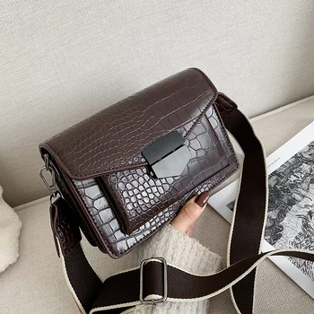 Vintage Alligator Women Should Bags Designer Wide Strap Messenger Bag Luxury Pu Leather Crossboy Bag Lady Small Flap Purses 2020 
Vintage Alligator Women Should Bags Designer Wide Strap Messenger Bag Luxury Pu Leather Crossboy Bag Lady Small Flap Purses 2020