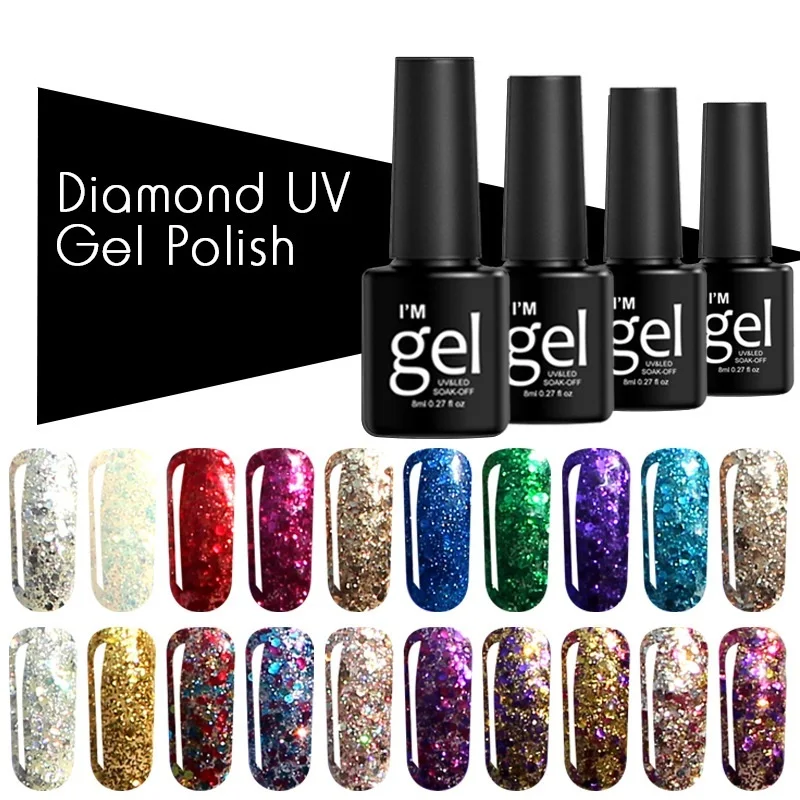 Gel Nail Polish 8ml Glitter Powder Shimmer Flakes Starry Sky Shining Soak Off LED UV Gel Ongle Varnish Negels Nails Art Manicure
Gel Nail Polish 8ml Glitter Powder Shimmer Flakes Starry Sky Shining Soak Off LED UV Gel Ongle Varnish Negels Nails Art Manicure