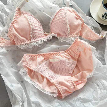 Japanese Small fresh Sexy Lace Trim Bra & Panties Set Girls Sweet Comfortable Underwear Suit Women's Solid Color Intimates Set
Japanese Small fresh Sexy Lace Trim Bra & Panties Set Girls Sweet Comfortable Underwear Suit Women's Solid Color Intimates Set