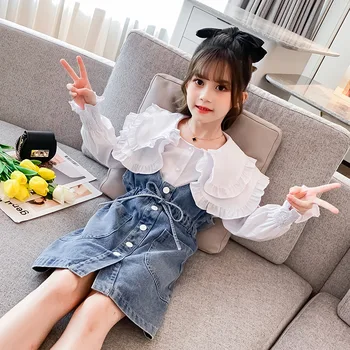 Kids Spring Autumn Girls Clothing Set Teen Long Sleeve 2Pcs Clothes Children Outfits Shirt + Denim Straps Dress Suits for Girls
Kids Spring Autumn Girls Clothing Set Teen Long Sleeve 2Pcs Clothes Children Outfits Shirt + Denim Straps Dress Suits for Girls