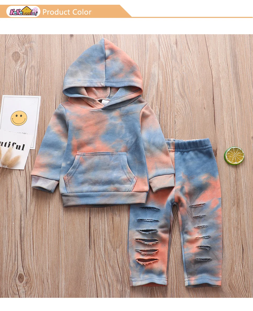 Newborn Infant Baby Boys Clothes Set Outfits Hoodies Pants Fashion Girls Clothing Cotton Tie Dye 2Pcs Toddler 2020 Autumn Winter