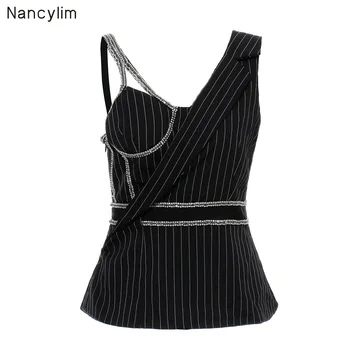Woman Sleeveless Shirt Fashion Flash Drill Rhinestone Sexy Irregularly Cut Shoulderless Water Drill Chain Outer Cover Jacket
Woman Sleeveless Shirt Fashion Flash Drill Rhinestone Sexy Irregularly Cut Shoulderless Water Drill Chain Outer Cover Jacket