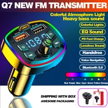 Car Bluetooth 5.0 Charger FM Transmitter PD 18W Type-C Dual USB 4.2A Colorful Ambient Light Cigarette lighter MP3 Music Player Car Bluetooth 5.0 Charger FM Transmitter PD 18W Type-C Dual USB 4.2A Colorful Ambient Light Cigarette lighter MP3 Music Player