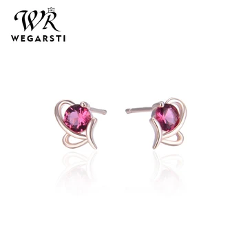 WEGARSTI 925 Sterling Silver Classic Clear Cubic Zircon Rose Gold With Ruby Stud Earrings For Women Sterling Silver Jewelry Gift
WEGARSTI 925 Sterling Silver Classic Clear Cubic Zircon Rose Gold With Ruby Stud Earrings For Women Sterling Silver Jewelry Gift