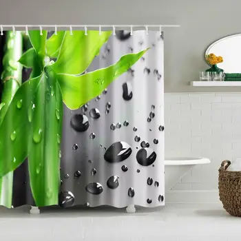 Waterproof Thicken Grey Shower Curtain Green Bamboo Leaves Mildew Proof Bath Tub Shower Curtain with 12 pcs Hooks 
Waterproof Thicken Grey Shower Curtain Green Bamboo Leaves Mildew Proof Bath Tub Shower Curtain with 12 pcs Hooks