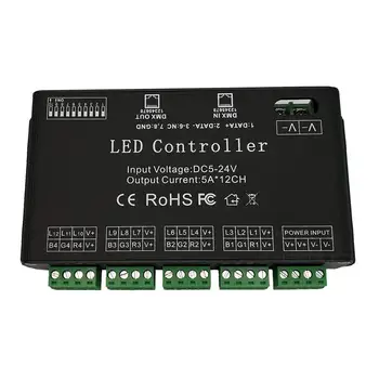 12 Channel DMX Decoder RGB LED Controller 60A DMX512 Dimmer Driver for RGB RGBW LED Strip and LED Module Light DC12V-24V JK459
12 Channel DMX Decoder RGB LED Controller 60A DMX512 Dimmer Driver for RGB RGBW LED Strip and LED Module Light DC12V-24V JK459