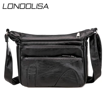 Vintage Women Crossbody Bag Black Soft Washed Leather Shoulder Bags for Women 2020 High Quality Ladies Messenger Bag Sac A Main 
Vintage Women Crossbody Bag Black Soft Washed Leather Shoulder Bags for Women 2020 High Quality Ladies Messenger Bag Sac A Main