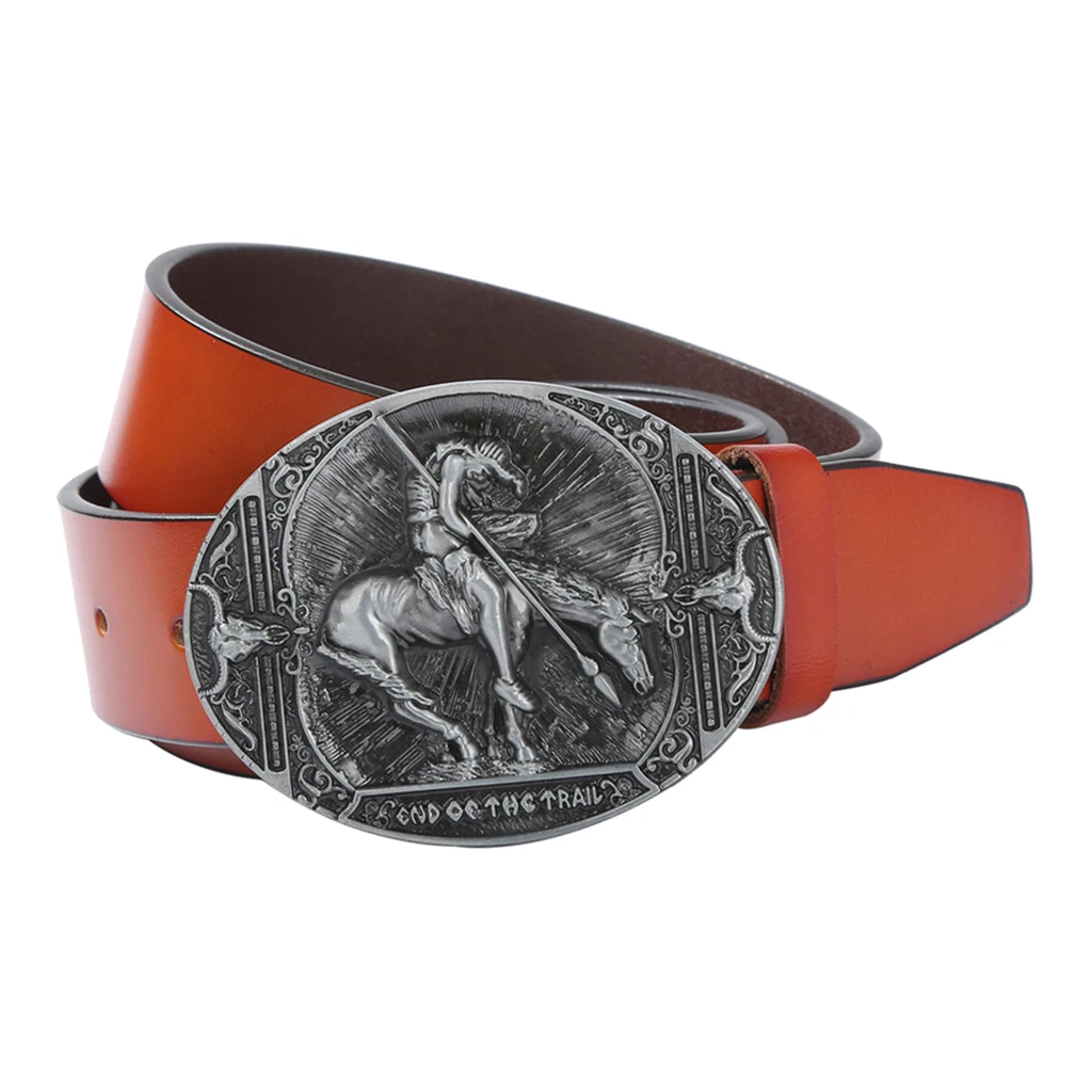 Rodeo Knight Oval Buckle Leather Belt Native Buckle Jeans Pants Accessories Rodeo Knight Oval Buckle Leather Belt Native Buckle Jeans Pants Accessories