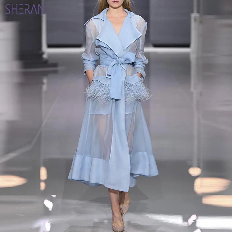 Luxury Dresses 2020 Summer Women Catwalk Models Ostrich Hair Sunscreen Elegant Lace Up Trench Coat Thin Organza Dress Two-piece
Luxury Dresses 2020 Summer Women Catwalk Models Ostrich Hair Sunscreen Elegant Lace Up Trench Coat Thin Organza Dress Two-piece