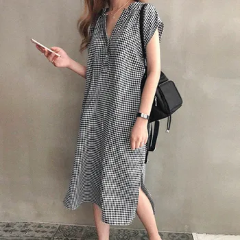 Women Summer Dress Pullover Plaid Split Straight Dresses Casual Daily Japan Korea 2020 New Fashion Sleeveless Simple Long Dress
Women Summer Dress Pullover Plaid Split Straight Dresses Casual Daily Japan Korea 2020 New Fashion Sleeveless Simple Long Dress