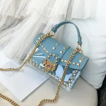 2020 New chains rivet women handbags small white black pink yellow blue pvc hasp handbags summer soft shoulder bags cross body
2020 New chains rivet women handbags small white black pink yellow blue pvc hasp handbags summer soft shoulder bags cross body