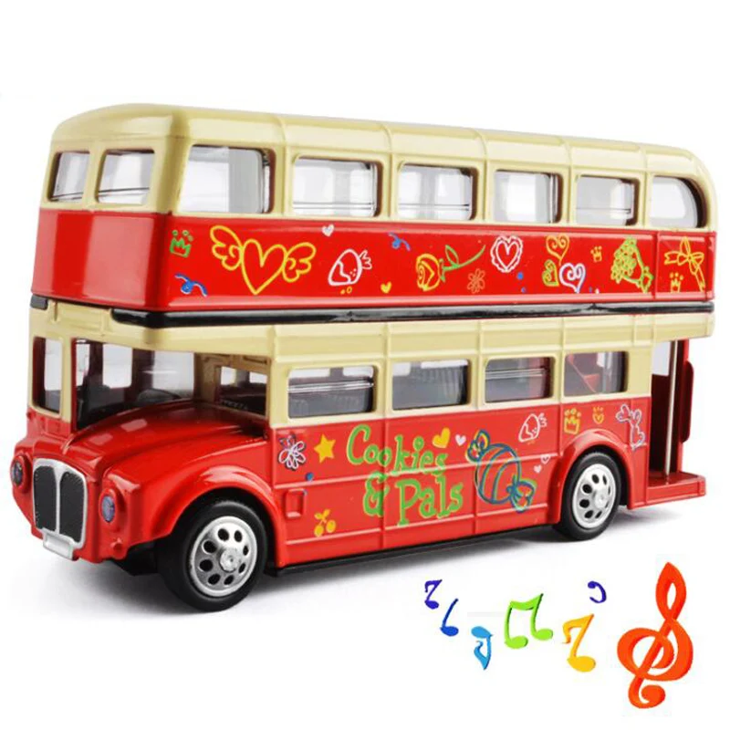 1:28 Simulation Alloy Car Double-Decker Bus Toy Sound And Light Sightseeing Model Children's Educational Toys Gift | Игрушки и хобби